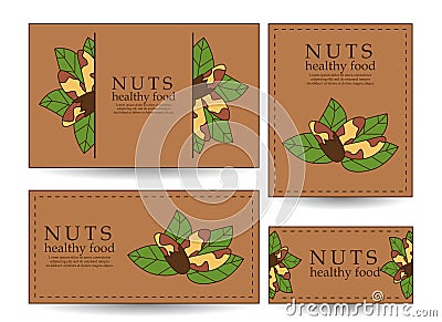 Set of vector banners and cards with brazil nuts. Vector Illustration